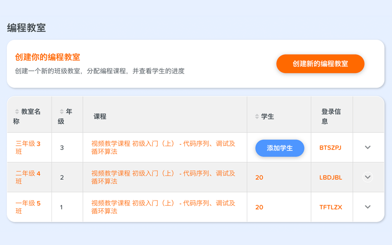 编程教室管理页面